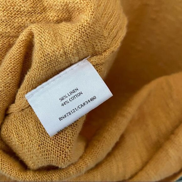 Eileen Fisher Open Front Yellow Mustard Sweater Cardigan in Size Medium Petite - Picture 8 of 8